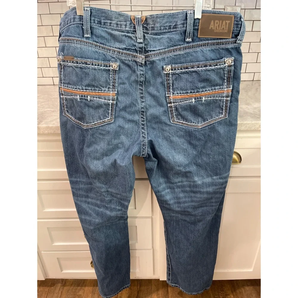 Ariat Boot Jean Men 42 Blue M4 Coltrane Relaxed Fit Western Denim Inseam 30